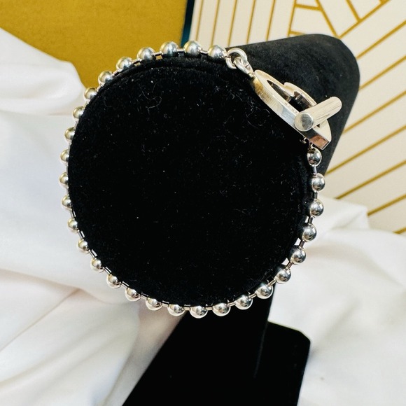 Gucci Sterling Silver Heart Ball Chain Toggle Bracelet Genuine Signed - Picture 7 of 16